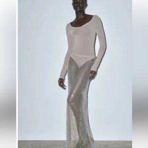 Zara mesh rhinestone skirt and top set